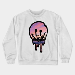 Sunset Drippy Smiley Face Crewneck Sweatshirt